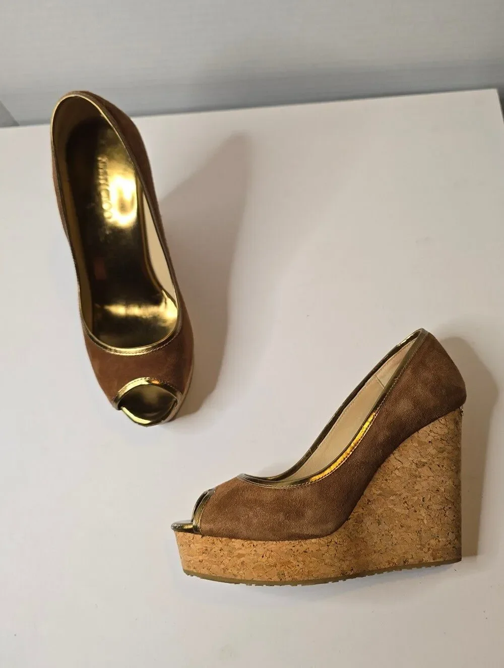 Jimmy Choo Papina Cork Wedges Size 38 - Picture 1 of 8